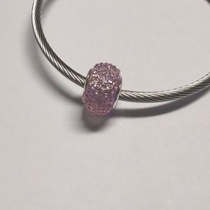 Pink Crushed Pave‎ Charm for Pandora Style Bracelet